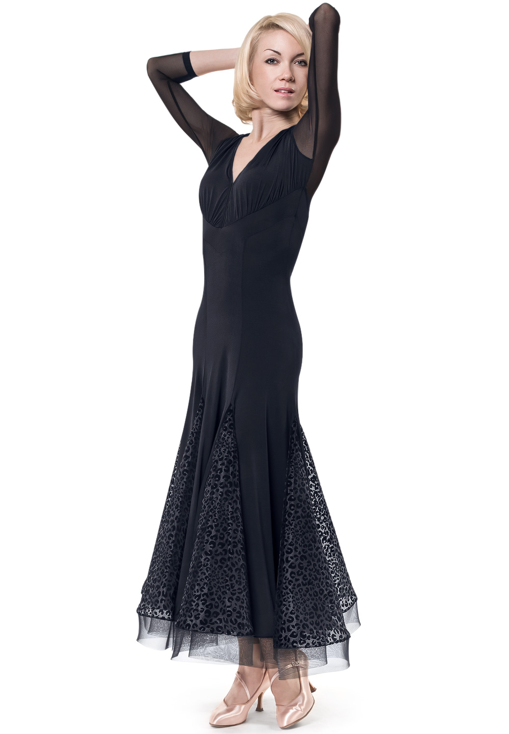 RS Atelier Blueberry Mesh Ballroom Dress-Black