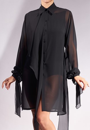 Sasuel Georgette Shirt Dress Margot-Black Georgette