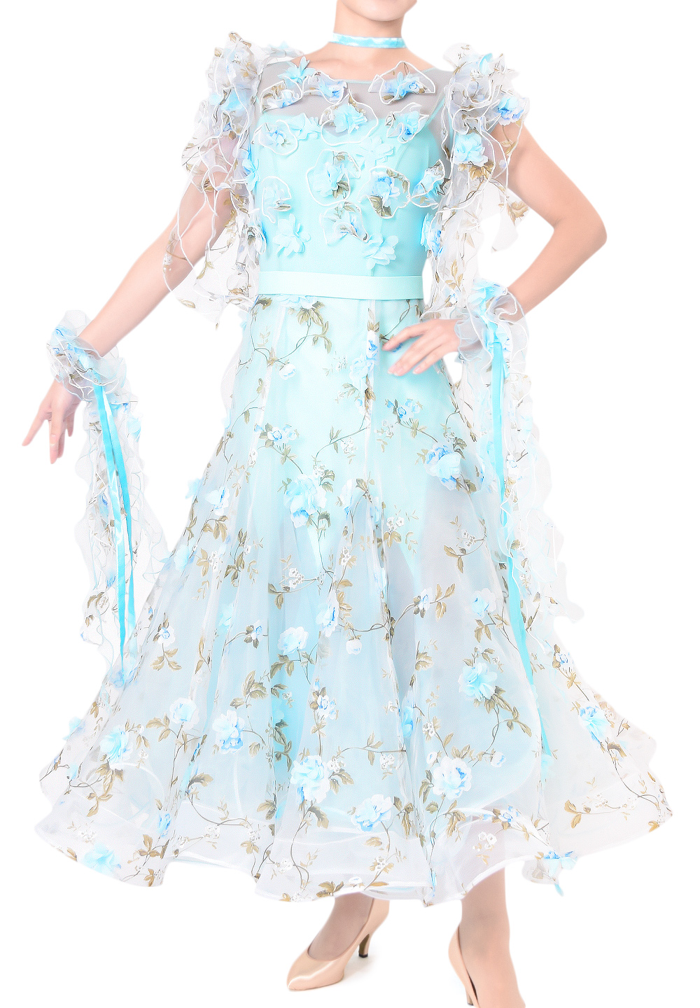 Taka Frilled Flower Performance Dress 3S-159-Blue