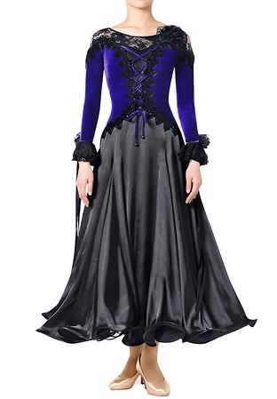 Taka Royal Lace-Up Ballroom Dance Dress 3S-156-Purple/Black