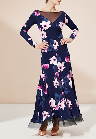 PopconAtelier Ballroom Dance Dress ED011-Navy/Pink