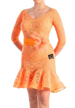 Victoria Blitz Agrigento Latin Dress W/ Belt-Orange