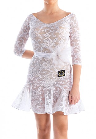 Victoria Blitz Agrigento Latin Dress W/ Belt-White