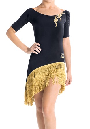 Victoria Blitz Cuneo Fringed Latin Dress-Black/Gold