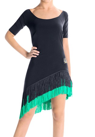 Victoria Blitz Cuneo Fringed Latin Dress-Black/Green