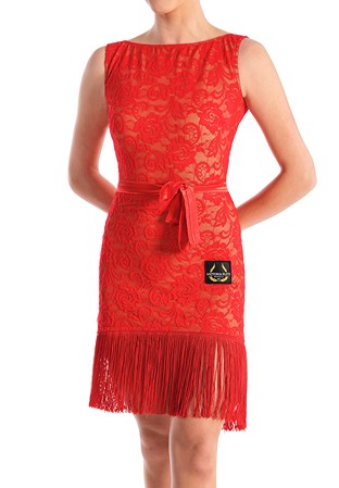 Victoria Blitz Raven Latin Dress With Belt-Red