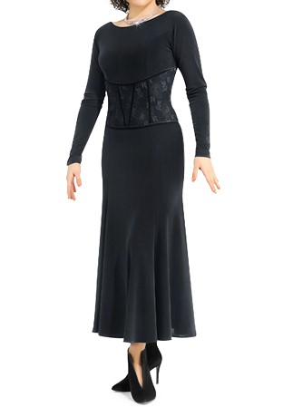 Zdenka Arko Corset Waist Ballroom Dress D1701-Black