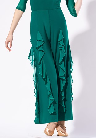 Armando Ladies Wide Frilled Trousers 00246-Green