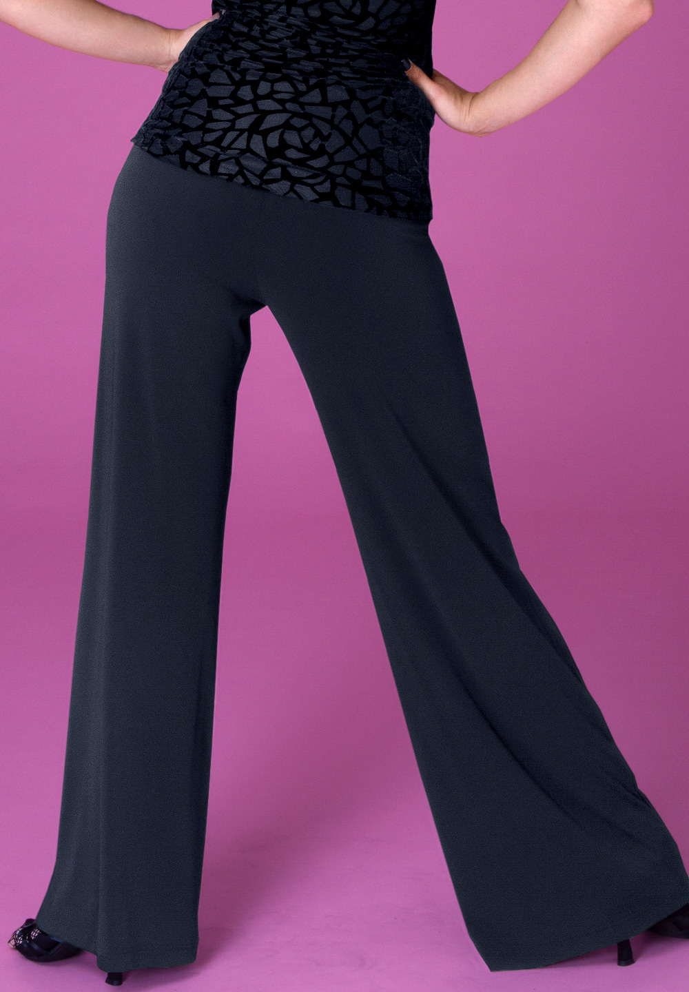 black flare trousers