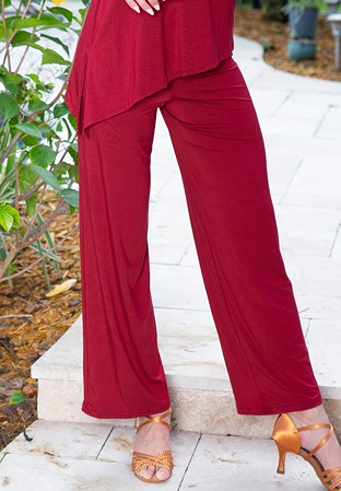 Dance America DA Natural NP1 - Straight Slim Lounge Dance Pants-Wine