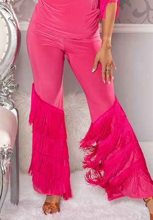 Dance America P204 - Diagonal Fringe Pants-Pink