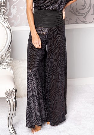 Dance America P206 - Exta Wide Palazzo Pants-Black with Copper
