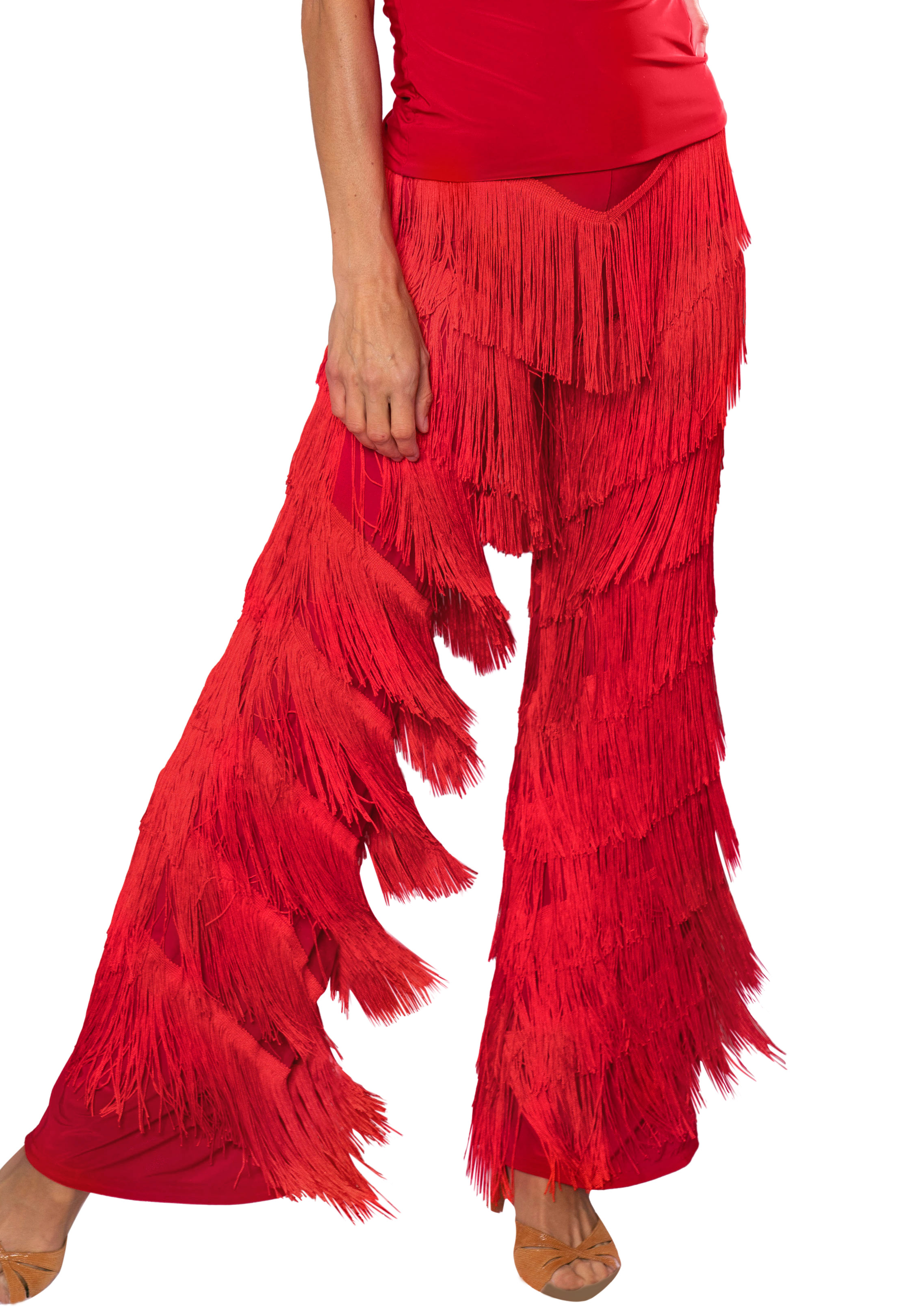 Dance America P2410 - Full Fringe Pants-Red