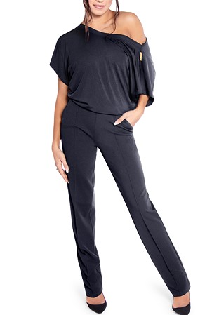 Maly Ladies Elastic Waist Jumpsuit For Dance MF191404-Black