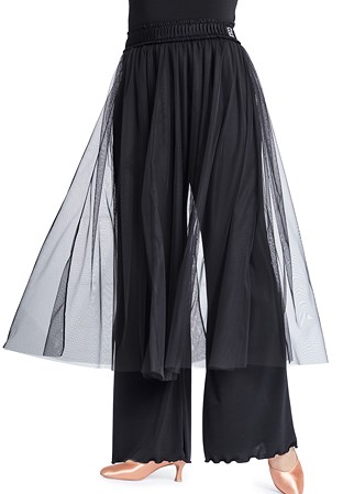 PopconAtelier Sheer Cover Wide Leg Pants WP017-Black