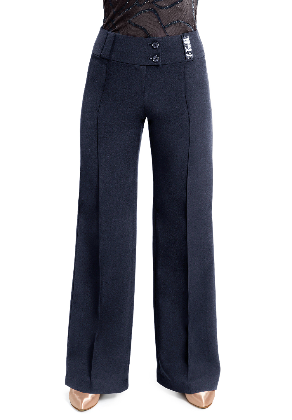 Tasha by Popcon Wide Waistband Buttoned Pants TWMP001-Black