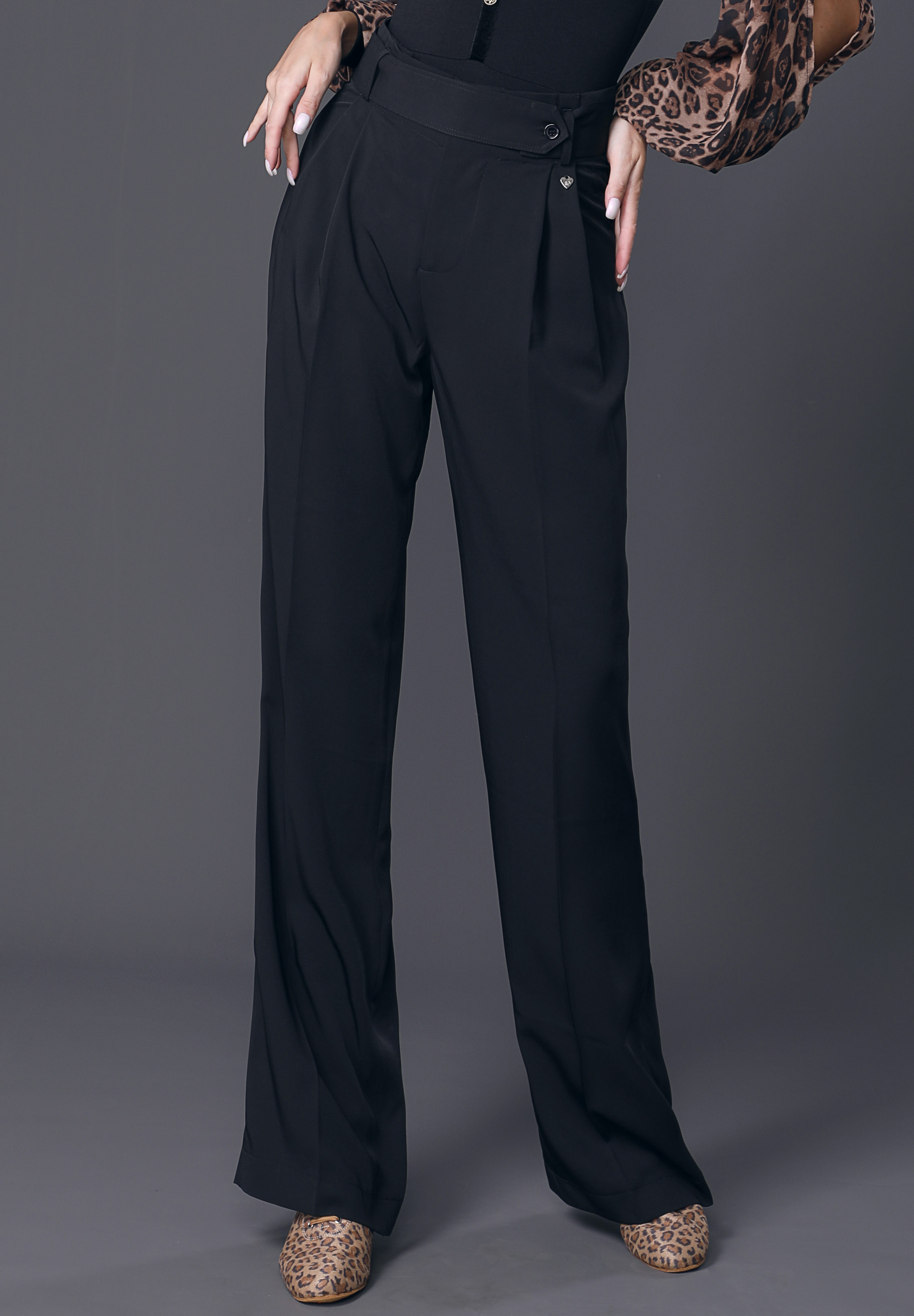 TID Ladies Button Waist Pants M001-Black