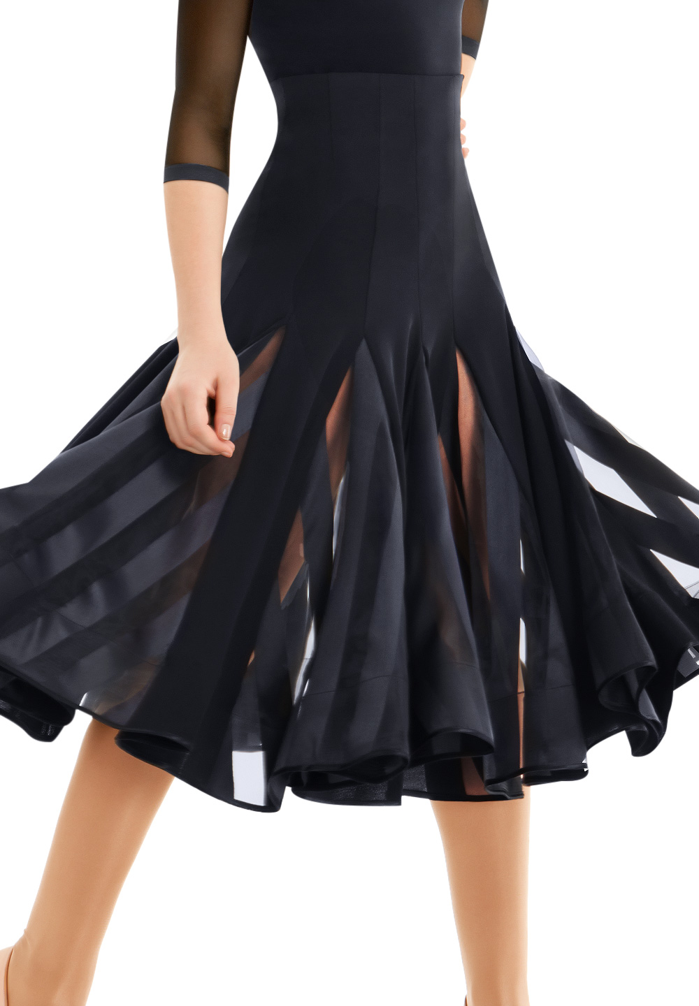 Armando 6 Panel Black Ballroom Skirt 00107-Vertical Organza
