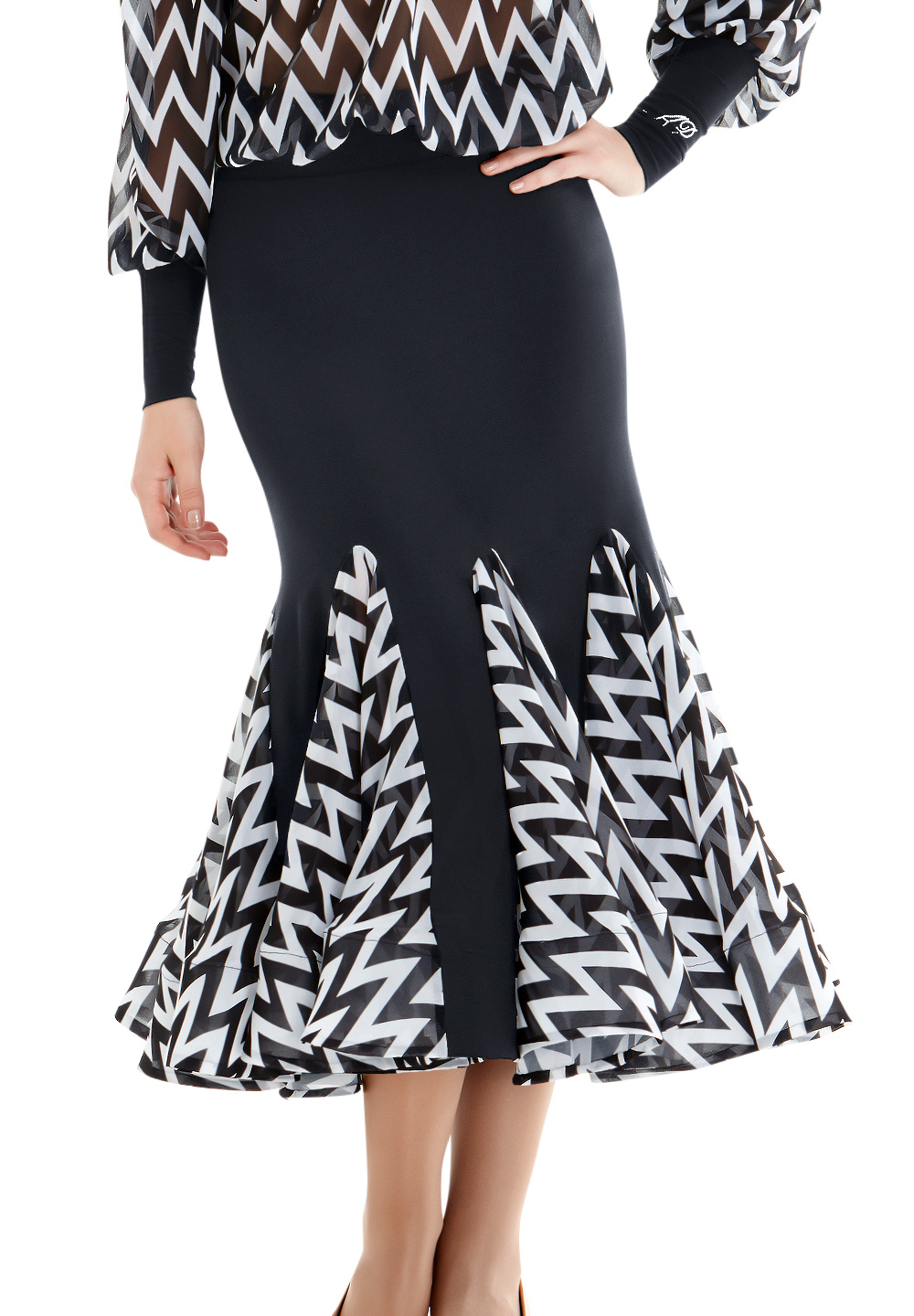 Armando Chevron Ballroom Skirt 00142-Black/White
