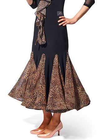 Armando Multi Godets Ballroom Skirt 00183-Black/Leopard