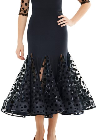 Armando Polka Dot Ballroom Panel Skirt 00054-Black/Black Dots