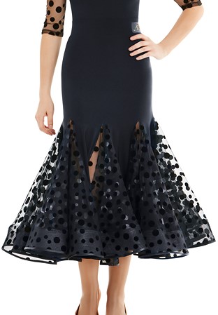 Armando Polka Dot Ballroom Panel Skirt 00054-Black/Black Dots