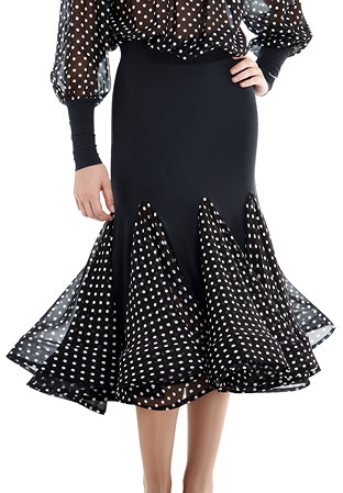 Armando Polka Dot Ballroom Panel Skirt 00054-Black/White Dots