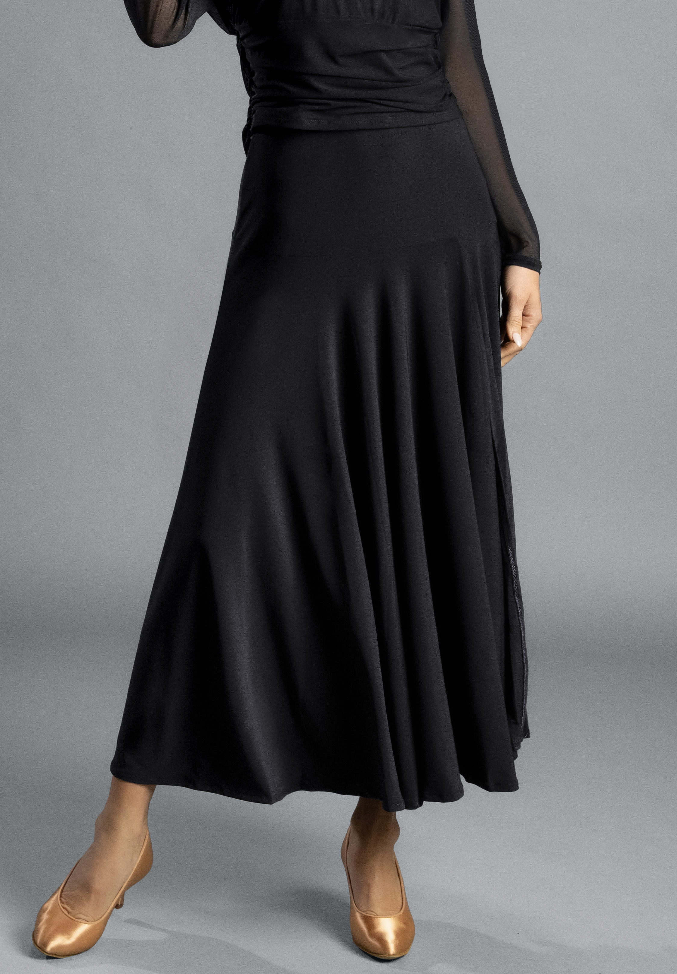 Chrisanne Clover Temptress High Slit Dance Skirt-Black