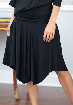 Dance America DA Natural NSK2 - Midi Skirt with Built In Shorts-Black