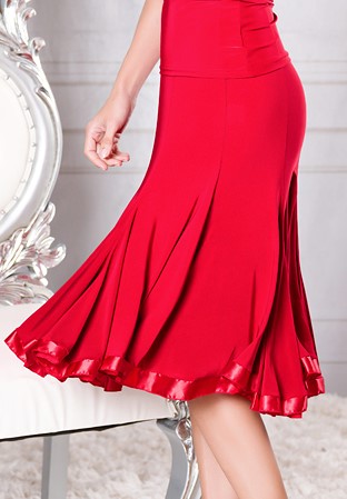 Dance America S006 - 8 Panel Banded Silhouette Skirt-Red