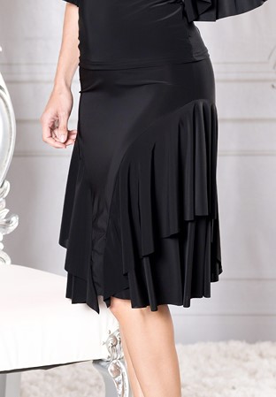 Dance America S014 - Classic Short Ruffled Skirt-Black