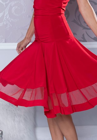 Dance America S206 - Short Skirt with Powermesh-Red