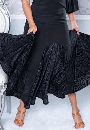 Dance America S207 - Long Velvet Godet Skirt-Black