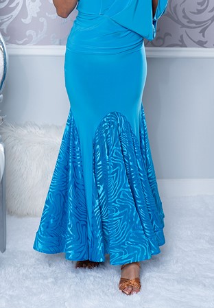 Dance America S207 - Long Velvet Godet Skirt-Blue