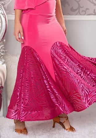 Dance America S207 - Long Velvet Godet Skirt-Pink
