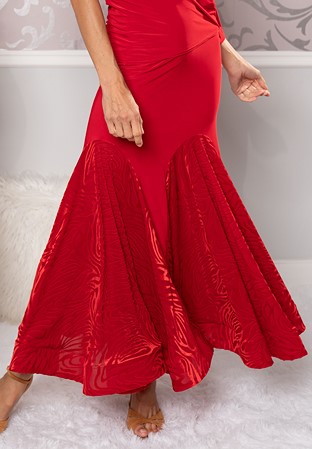 Dance America S207 - Long Velvet Godet Skirt-Red