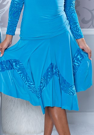 Dance America S208 - Short Velvet Wave Skirt-Blue