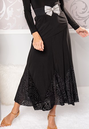 Dance America S209 - Long Velvet Zig Zag Skirt-Black