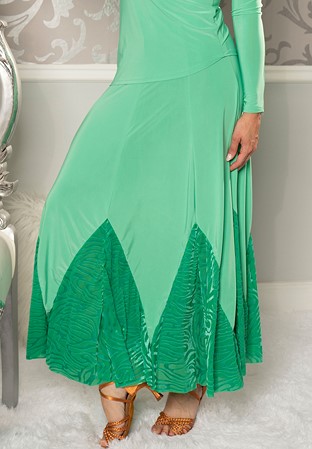 Dance America S209 - Long Velvet Zig Zag Skirt-Green