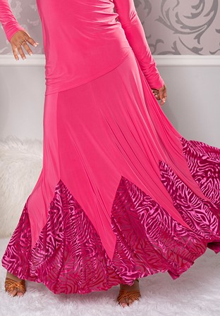 Dance America S209 - Long Velvet Zig Zag Skirt-Pink