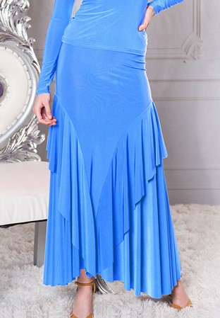 Dance America S210 - Classic Long Ruffled Skirt-Blue