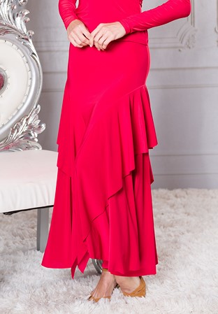 Dance America S210 - Classic Long Ruffled Skirt-Red