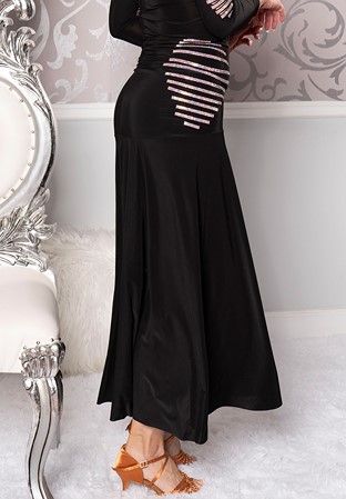 Dance America S219 - Long Horizontal Stone Stripe Skirt-Black