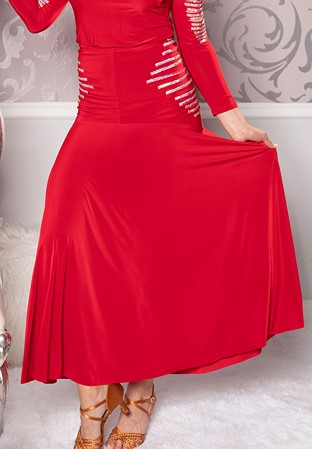 Dance America S219 - Long Horizontal Stone Stripe Skirt-Red