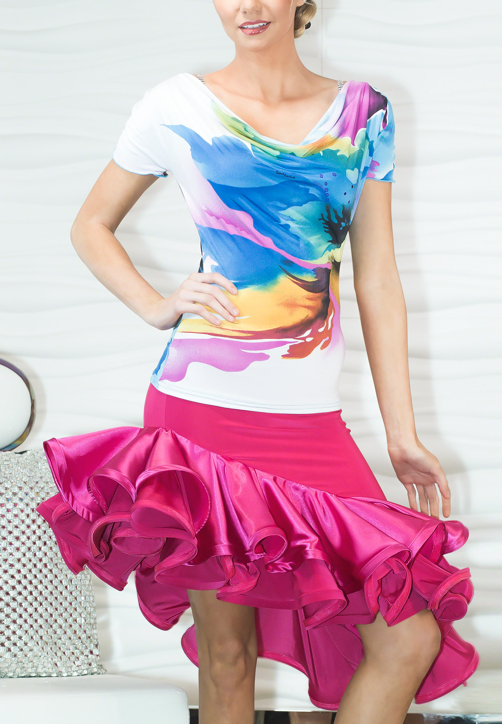 Dance America S710 Asymmetric Charmeuse Ruffled Skirt Skirts
