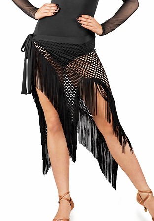 Dance Box Fringe Wrap Latin Skirt P14120053-02 Black