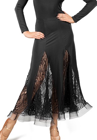 Dance Box Lace Godget Long Skirt P16120009-01 Black