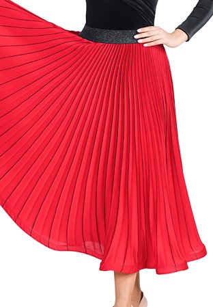 Dance Box Marilyn Pleated Ballroom Skirt P19120011-02 Red