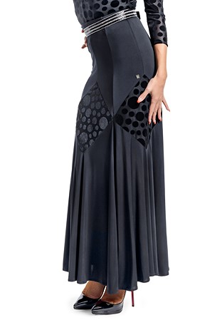 Espen Diamond Ballroom Skirt ESD20-LSK02-Black/Black Dots