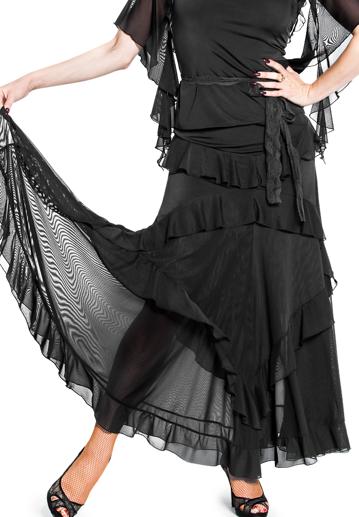 Espen Oroville Skirt L2-Black Jersey/Black Net